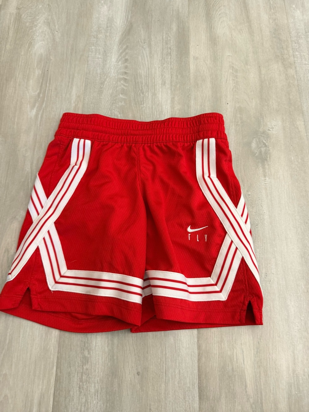 Nike Red 'FLY' kids Athletic Shorts with White Trim